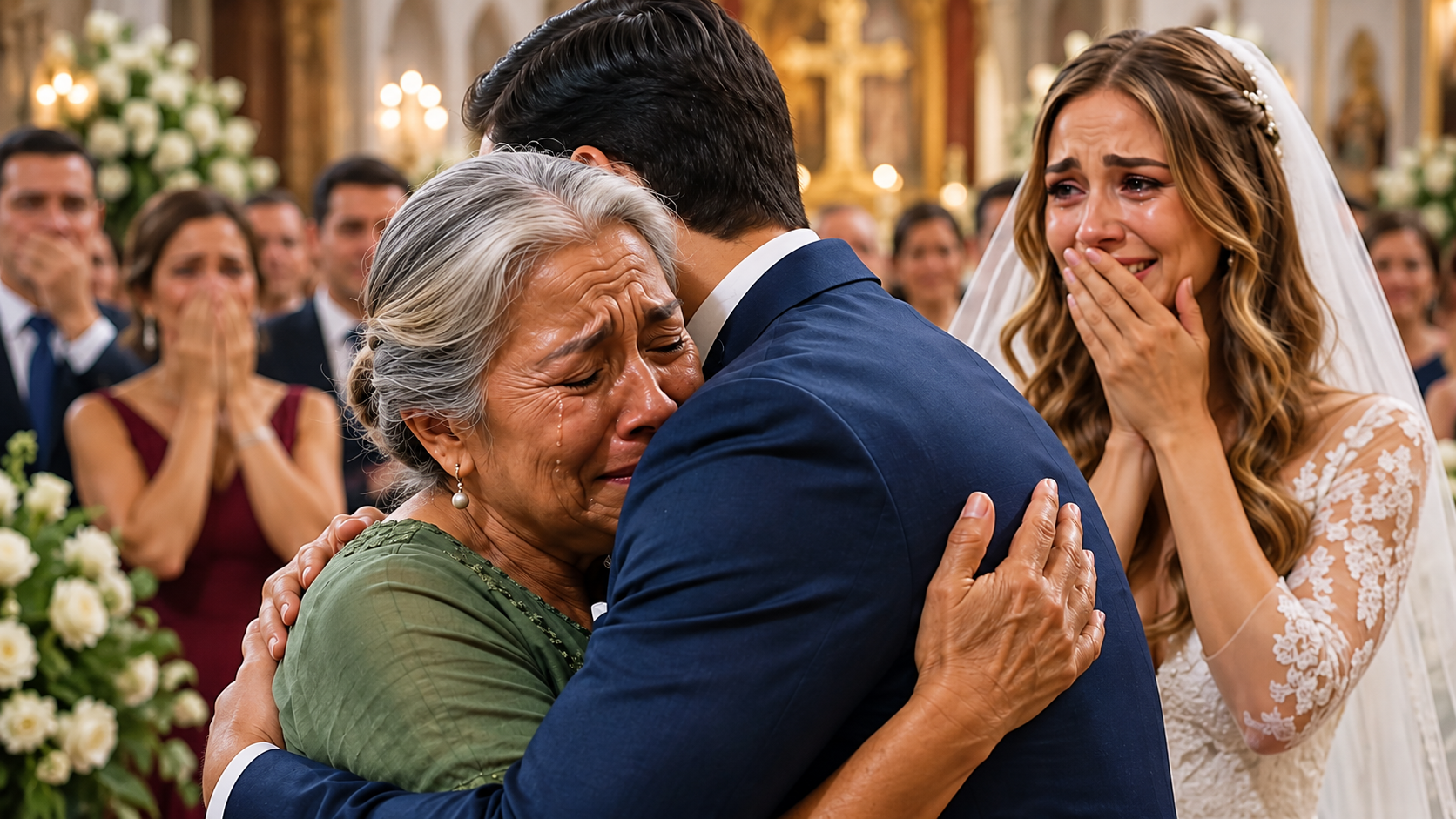 Ela ia esconder o vestido velho no casamento do filho... mas a noiva fez a igreja inteira chorar...